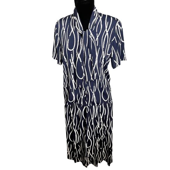 Vintage 70s ILGWU Weather Vane Blue White Pearl Secretary Skirt Set Small Medium - Picture 1 of 10